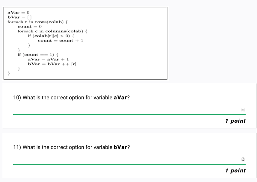 Solved what do the variables aVar and bVar represent at the | Chegg.com