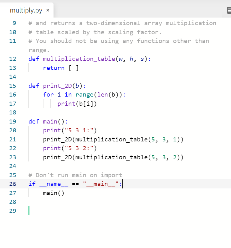 Solved Write a function called multiplication_table that | Chegg.com