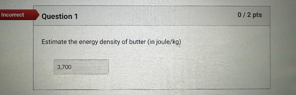 Solved Estimate the energy density of butter (in joule/kg) | Chegg.com