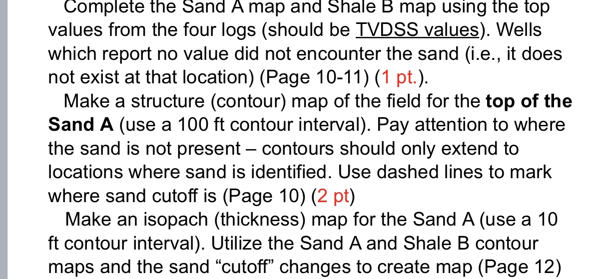 Complete the Sand A map and Shale B map using the top