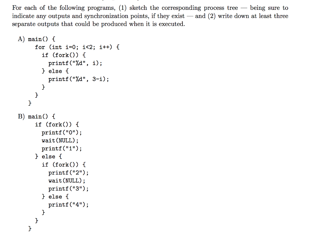Solved For each of the following programs, (1) sketch the | Chegg.com
