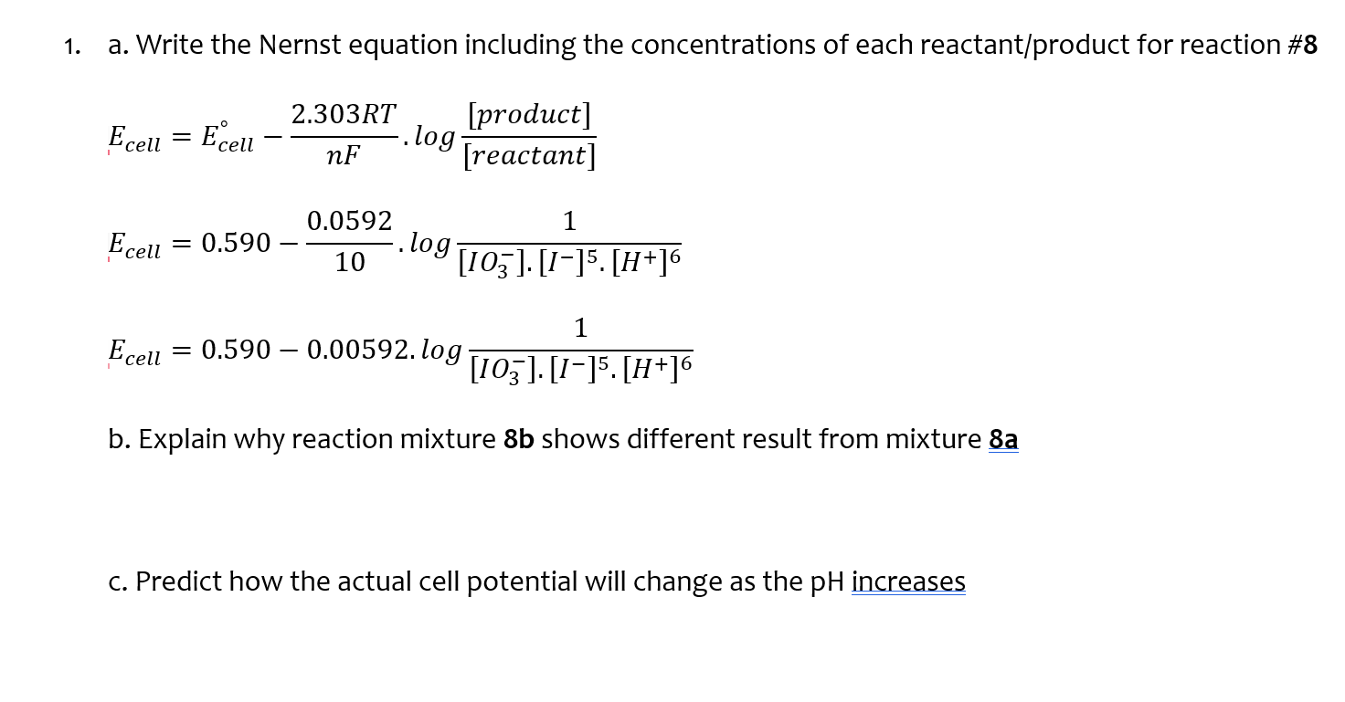 Solved 8. Potassium iodide solution + potassium iodate