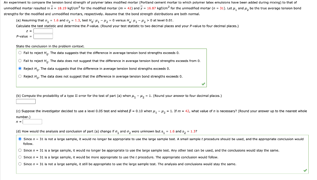 an experiment to compare the tension bond strength