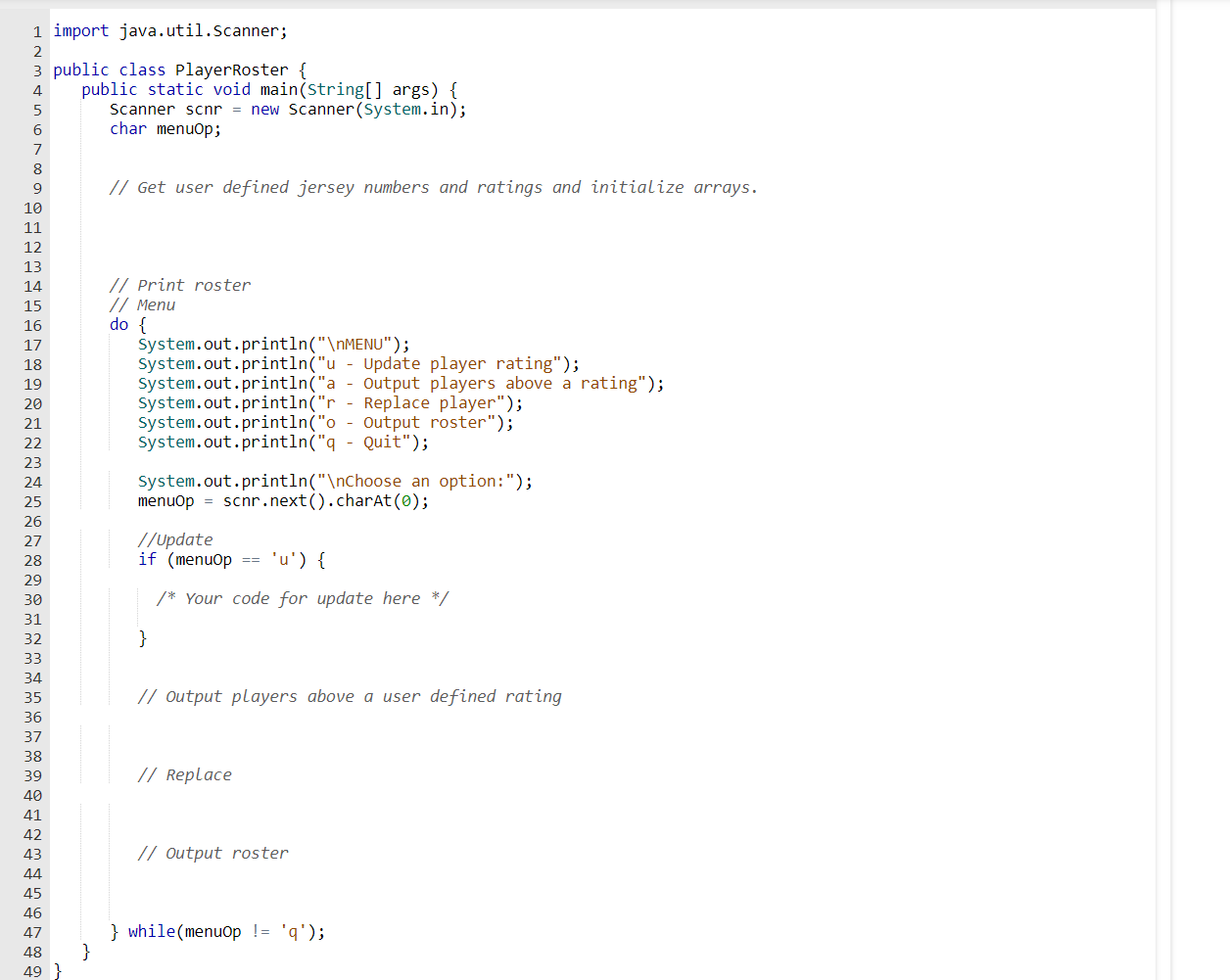 Solved In JAVA Please. This program will store roster and | Chegg.com