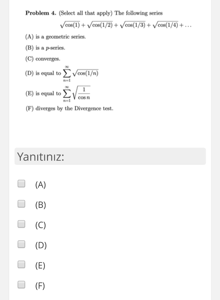 Solved Problem 4 Select All That Apply The Following S Chegg Com