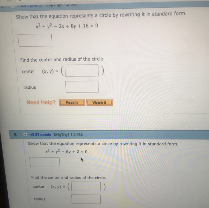 Solved Show that the equation represents a circle by | Chegg.com