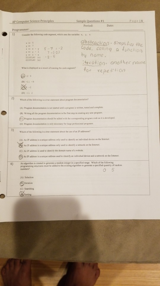 Solved Sample Questions 1 AP Computer Science Principles