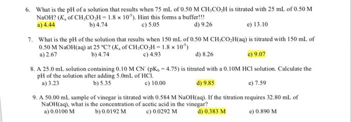 Solved 6. What is the pH of a solution that results when 75 | Chegg.com