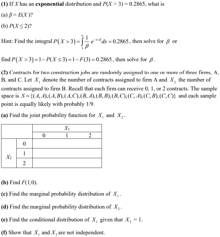 Solved 1 If X Has An Exponential Distribution And P X Chegg Com