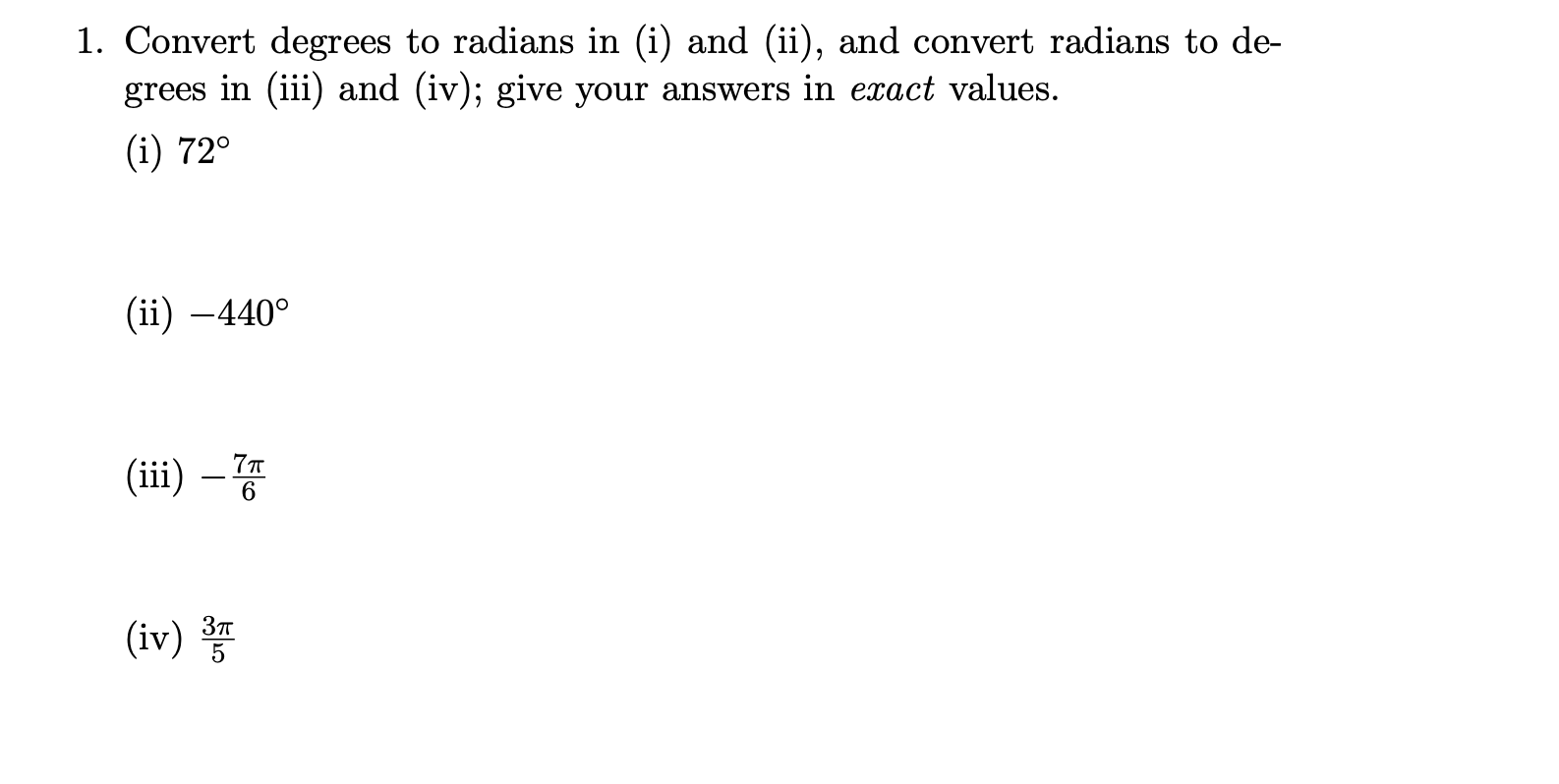 solved-1-convert-degrees-to-radians-in-i-and-ii-and-chegg