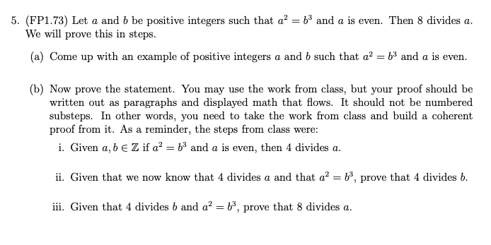 Solved 5. (FP1.73) Let a and b be positive integers such | Chegg.com