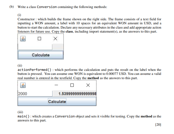 Solved Write a class Conversion containing the following | Chegg.com