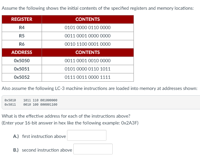 Solved Assume the following shows the initial contents of | Chegg.com