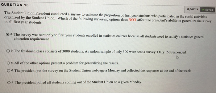 Solved QUESTION 18 3 points / Saved The Student Union Pres | Chegg.com
