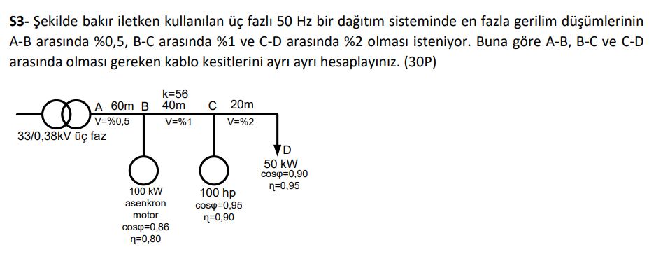 Solved In a three-phase 50 Hz distribution system using | Chegg.com