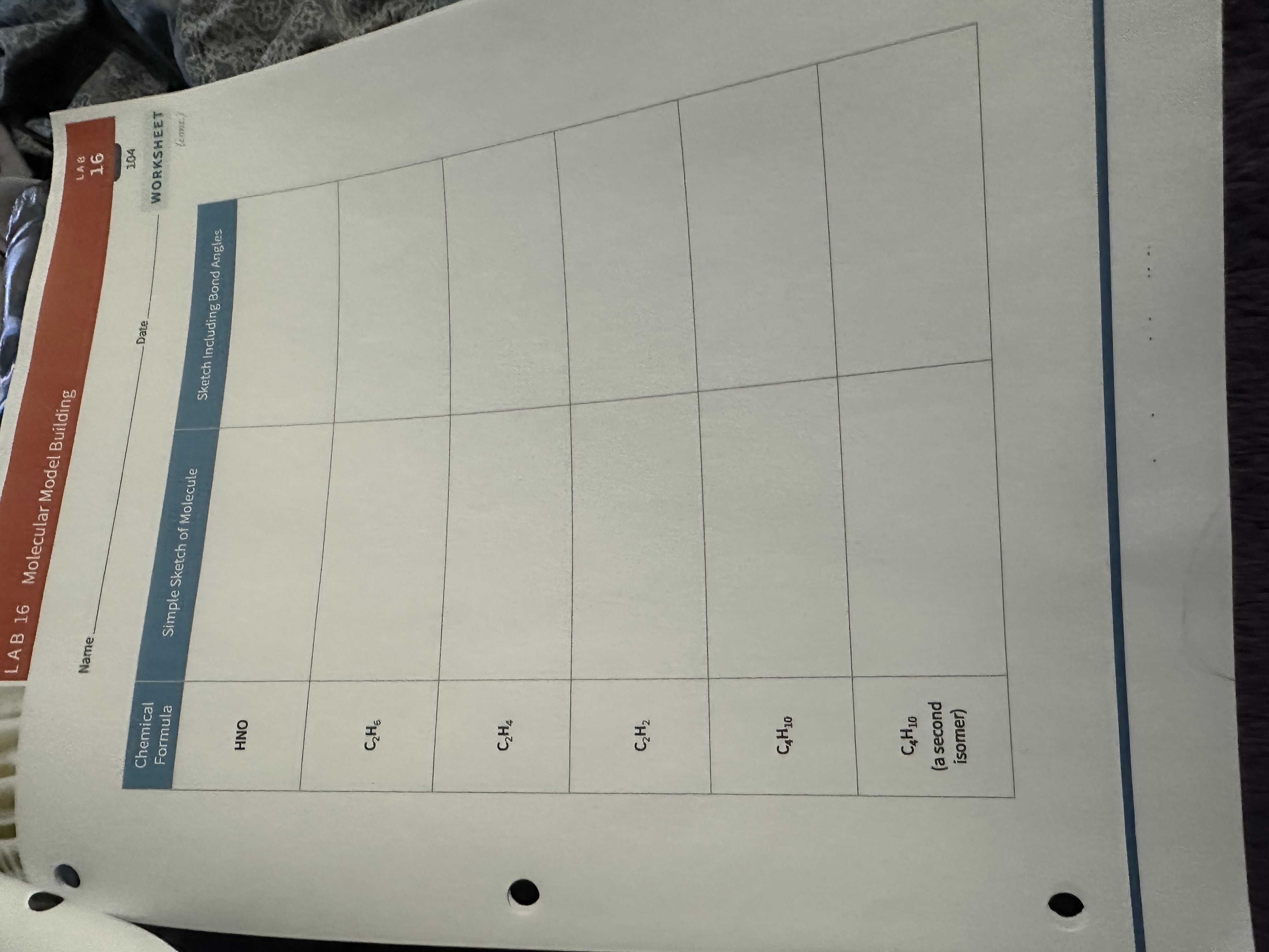 Solved LAB 16 Molecular Model Building Name 16 Date 104