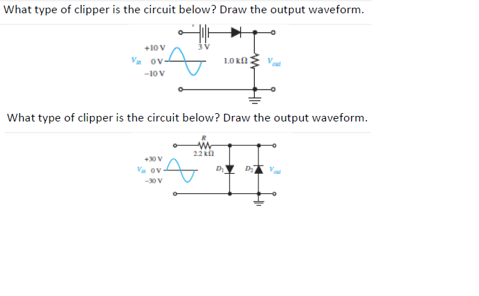 Solved What type of clipper is the circuit below? Draw the | Chegg.com