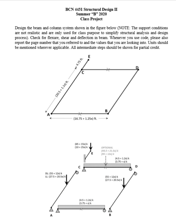 BCN 4431 Structural Design II Summer "B" 2020 Class | Chegg.com