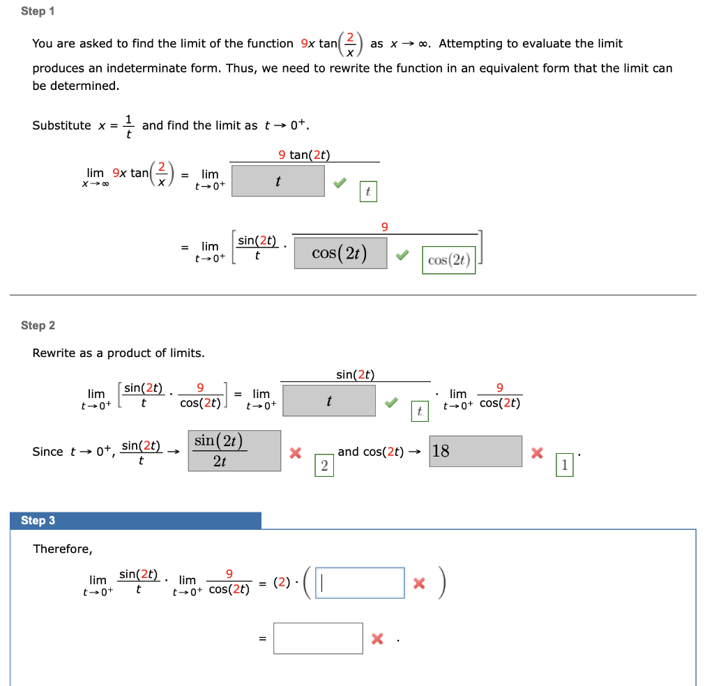 Solved Step 1 You are asked to find the limit of the | Chegg.com