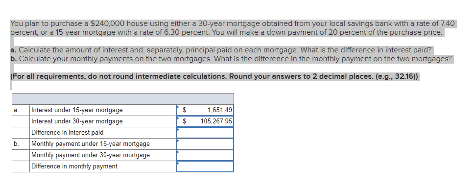 Solved You Plan To Purchase A $240,000 House Using Either A | Chegg.com