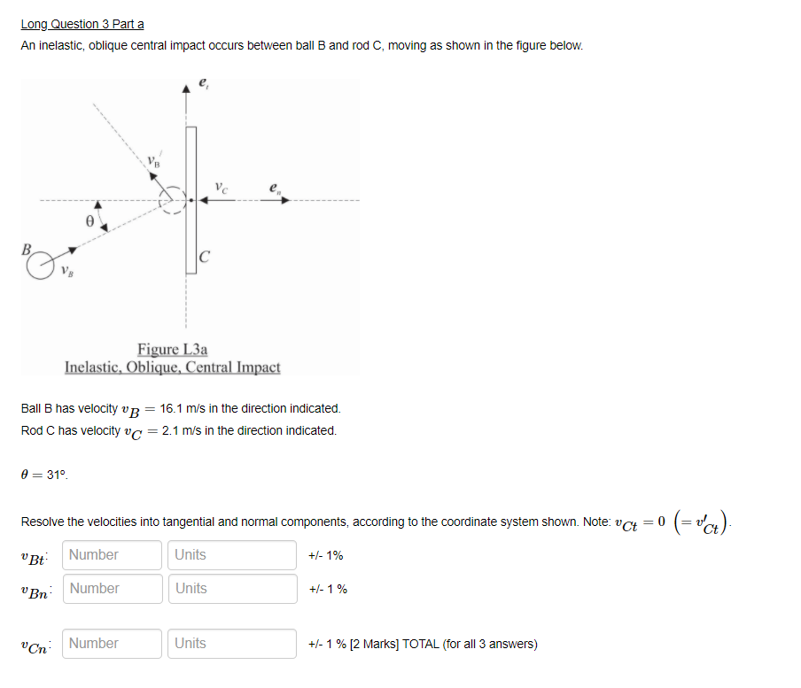 Solved Long Question 3 Part A An Inelastic, Oblique Central | Chegg.com