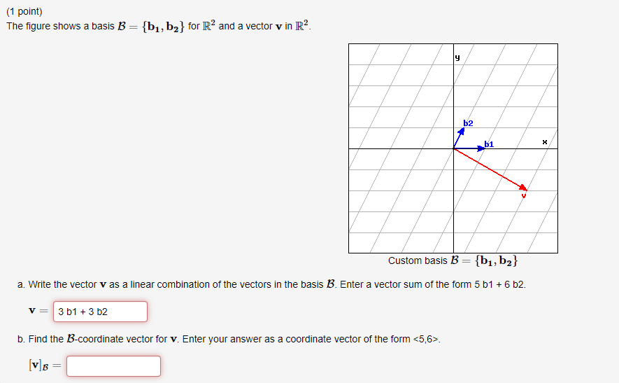 Solved (1 Point) The Figure Shows A Basis B={b1,b2} For R2 | Chegg.com