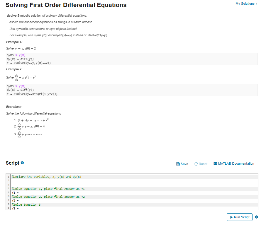 Solved Solve Y′ Y Y 0 2 Syms Xy X Dy X Diff Y Y