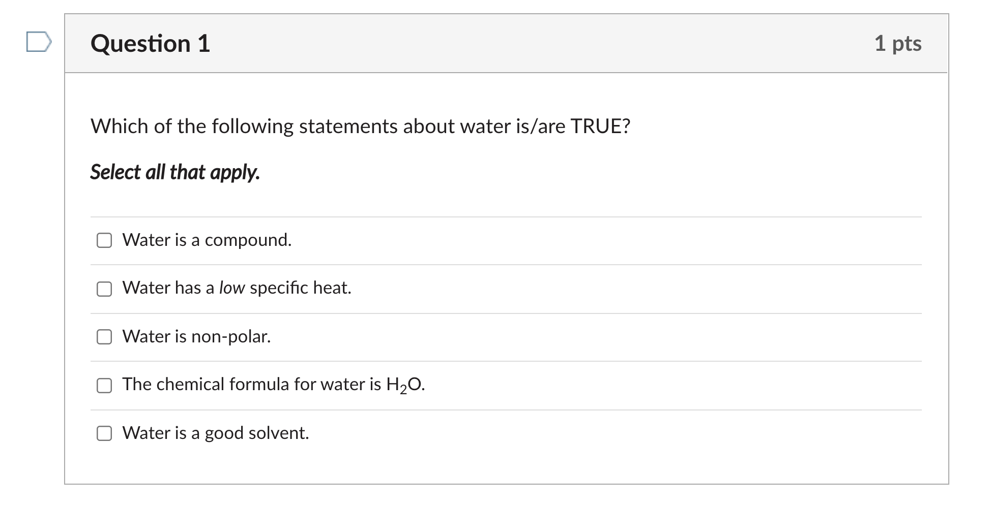 Solved Question 1 1 pts Which of the following statements | Chegg.com