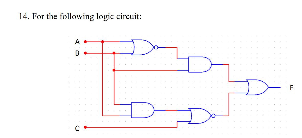 Solved 14. For the following logic circuit: | Chegg.com