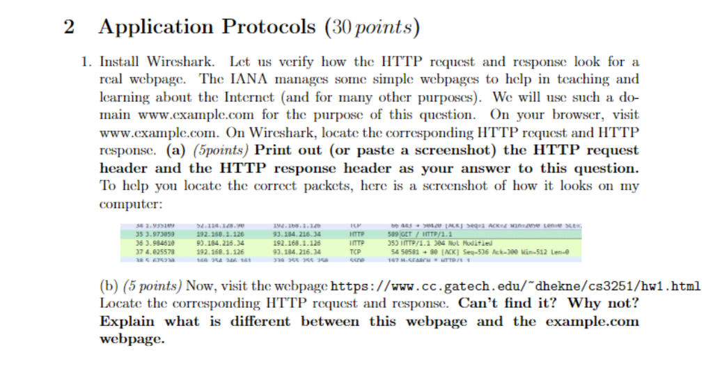 Solved 2 Application Protocols (30 points) 1. Install | Chegg.com