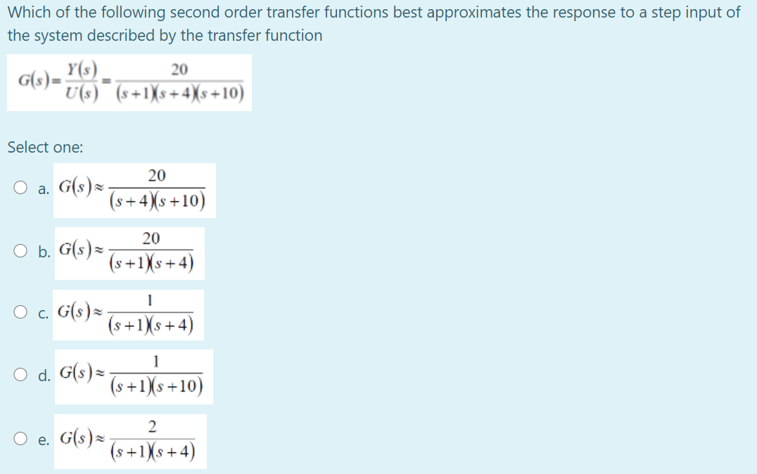 Solved Which of the following second order transfer | Chegg.com