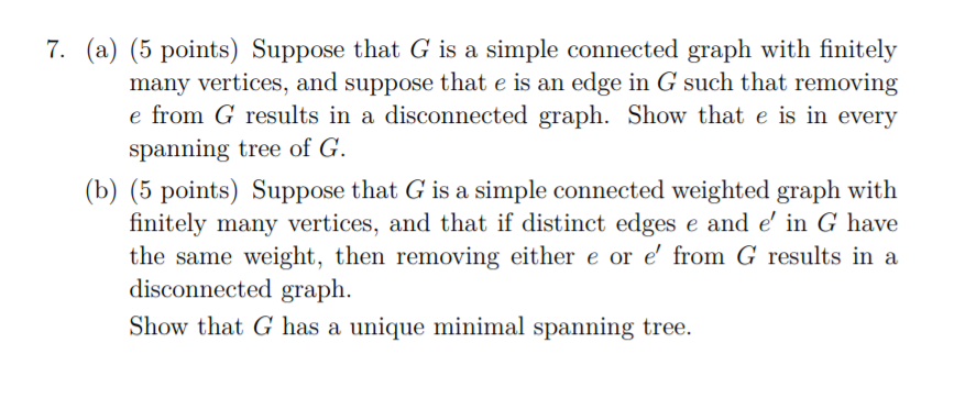 Solved 7. (a) (5 points) Suppose that G is a simple | Chegg.com