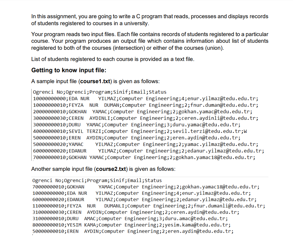 Solved In this assignment, you are going to write a C | Chegg.com