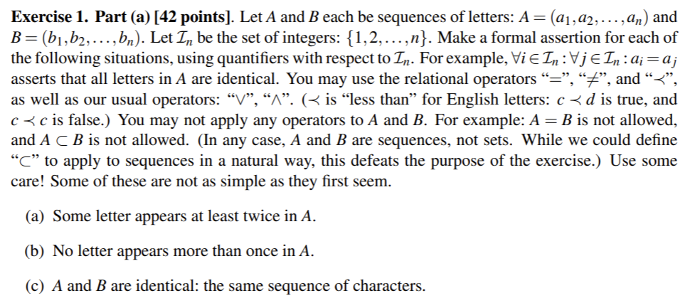 Solved Exercise 1. Part (a) [42 Points). Let A And B Each Be | Chegg.com