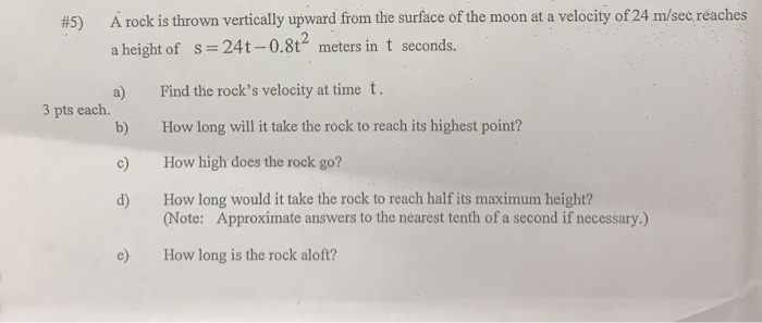 Solved A rock is thrown vertically upward from the surface | Chegg.com