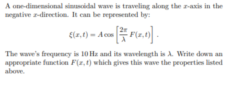 Solved A one-dimensional sinusoidal wave is traveling along | Chegg.com