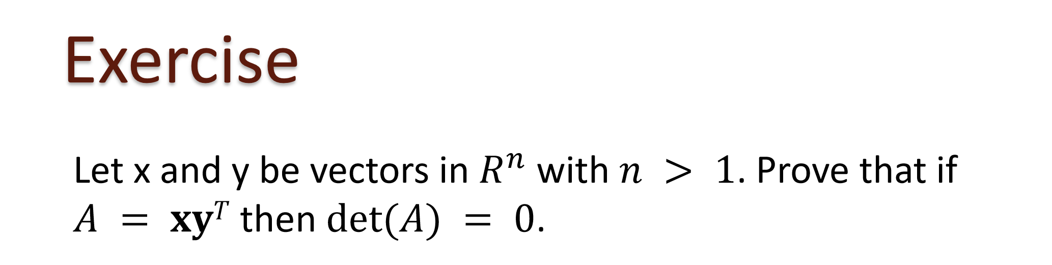 Solved Exercise Let x and y be vectors in R™ with n > 1. | Chegg.com