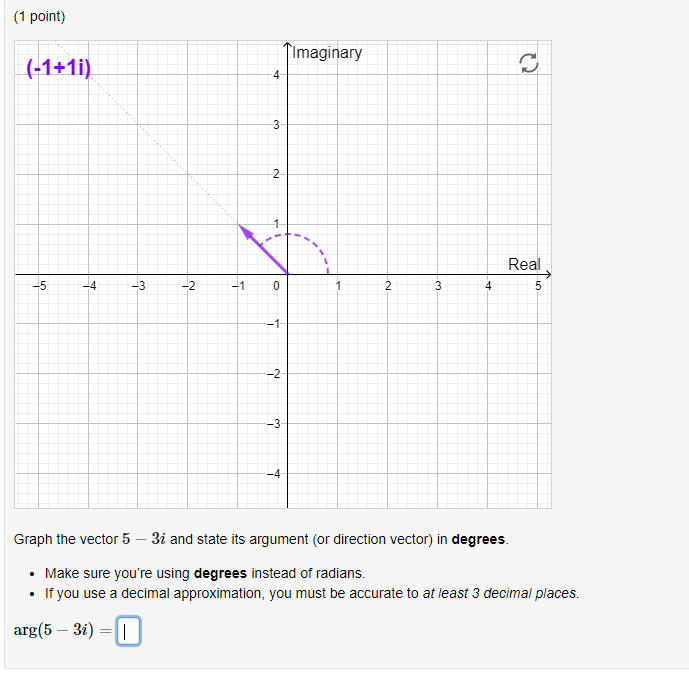 Solved (1 point) We can view complex numbers as vectors in | Chegg.com