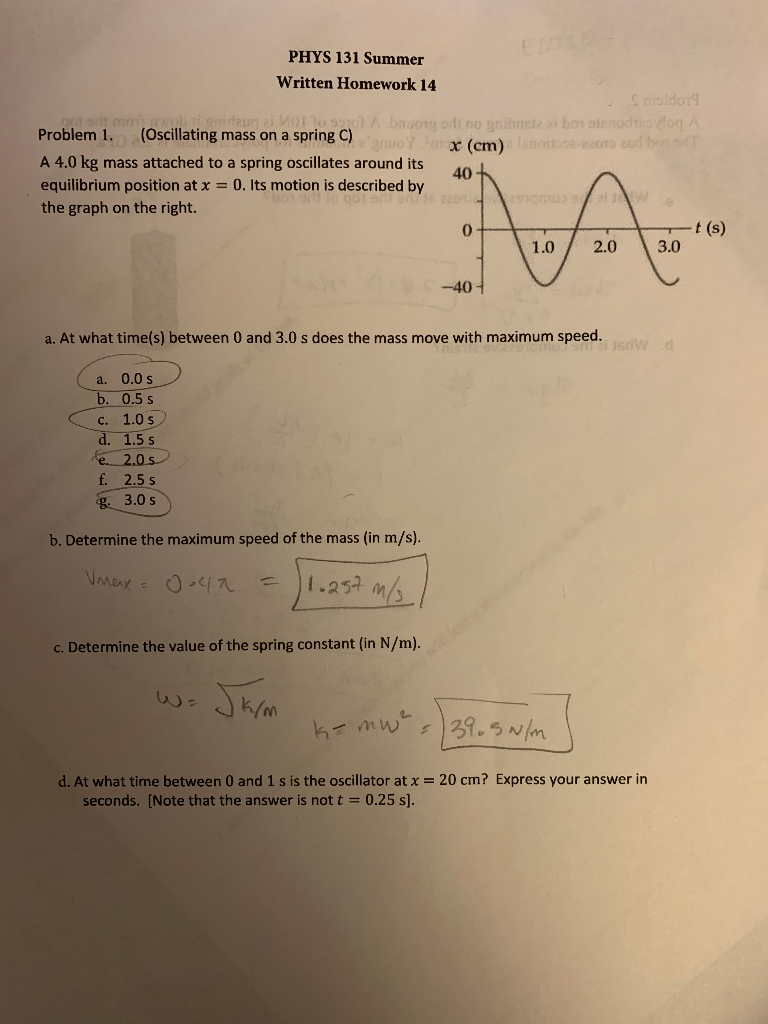 Solved Phys 131 Summer Written Homework 14 Smaldor Mo Rri Chegg Com