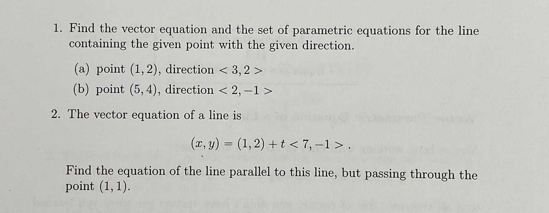Solved 1. Find the vector equation and the set of parametric | Chegg.com