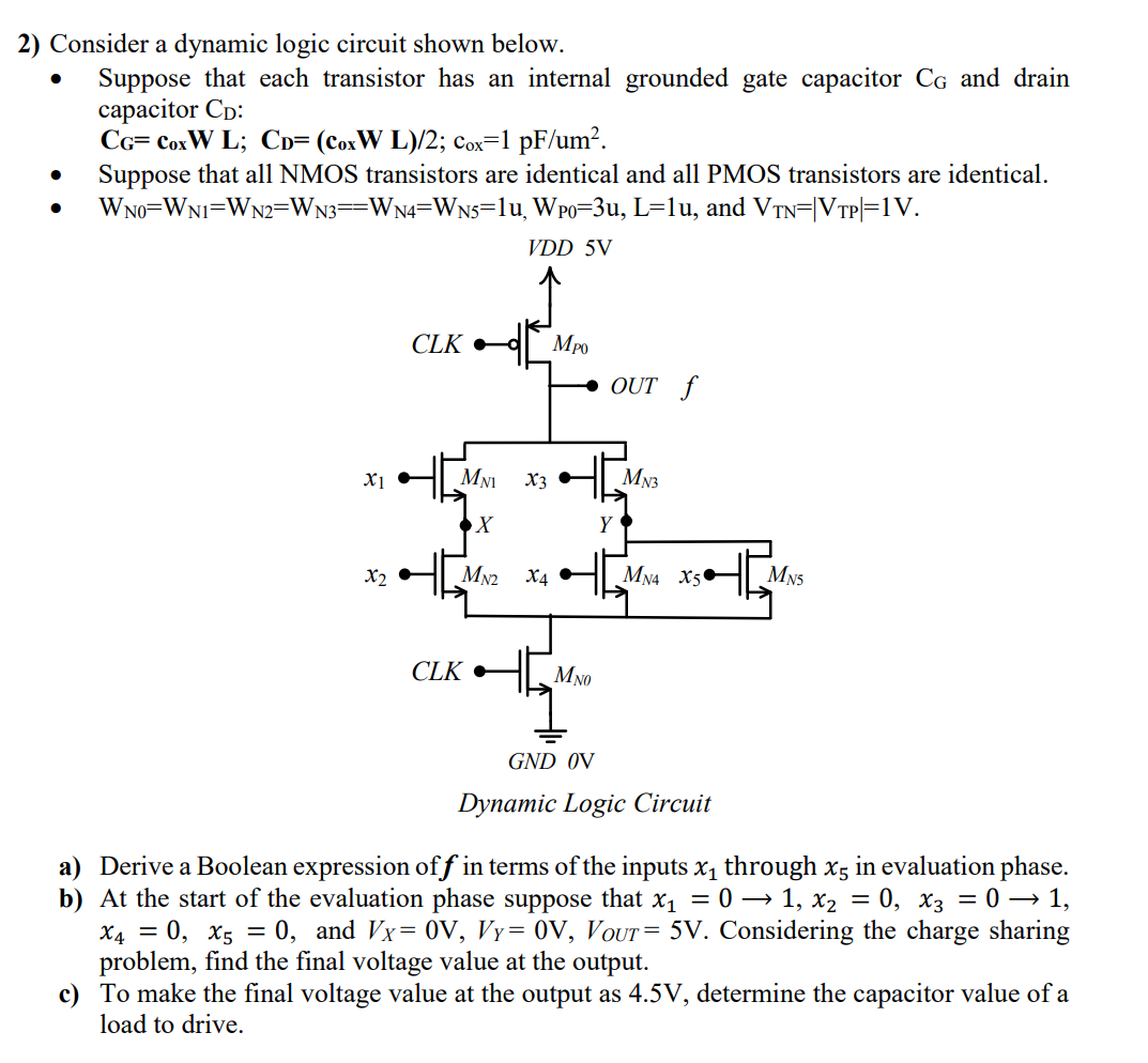 Solved . 2) Consider a dynamic logic circuit shown below. | Chegg.com