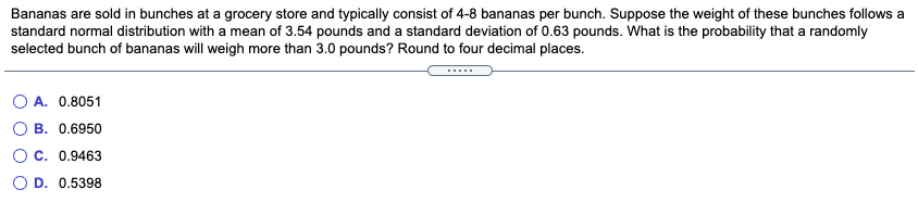 Solved Bananas are sold in bunches at a grocery store and | Chegg.com