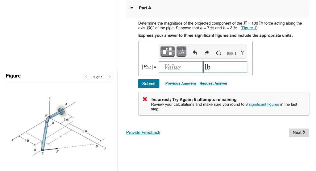 Solved Part A Determine the magnitude of the projected | Chegg.com