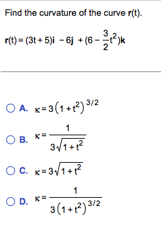 Solved Find The Curvature Of The Curve R(t). | Chegg.com