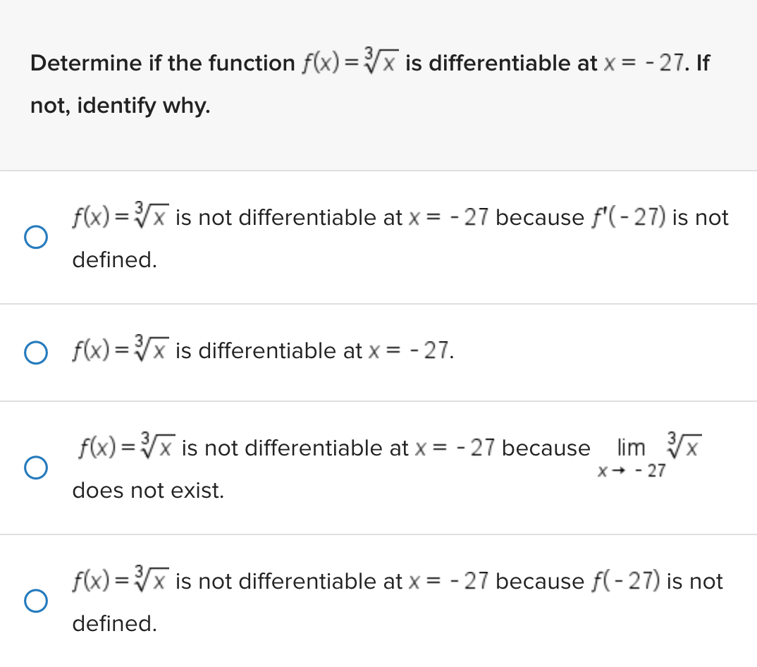 Solved Determine if the function f(x)=3x is differentiable | Chegg.com