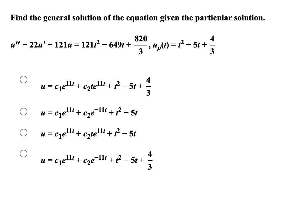 Solved Find the general solution of the equation given the | Chegg.com
