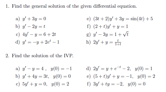 Solved 1 Find The General Solution Of The Given Differen Chegg Com