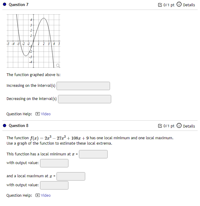 Solved The function is increasing on the interval(s): The | Chegg.com