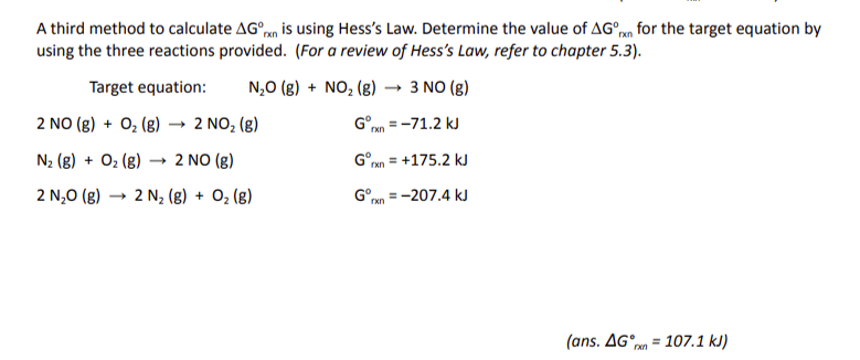 Solved A third method to calculate ΔG°?rxn is using Hess's | Chegg.com