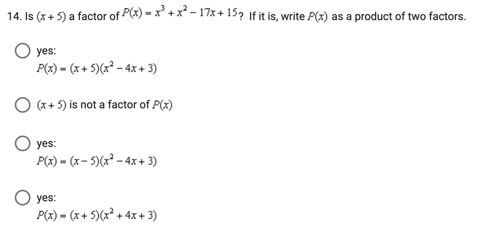 factor p x )= x 3 7x 2 15x 9